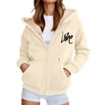 thumbnail image 1 of HNMKIU Unisex Zip Up Hoodie Plus Size Print Hoodie Casual Winter Jacket Pullover with Pockets for Outdoor Sports 08_Beige,L, 1 of 4