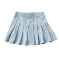 thumbnail image 1 of HNMKIU Versatile Girls Pleated Skirt School Uniform Mini Skater Skirt With Safety Shorts Lightweight Design Blue,3-4 Years, 1 of 4