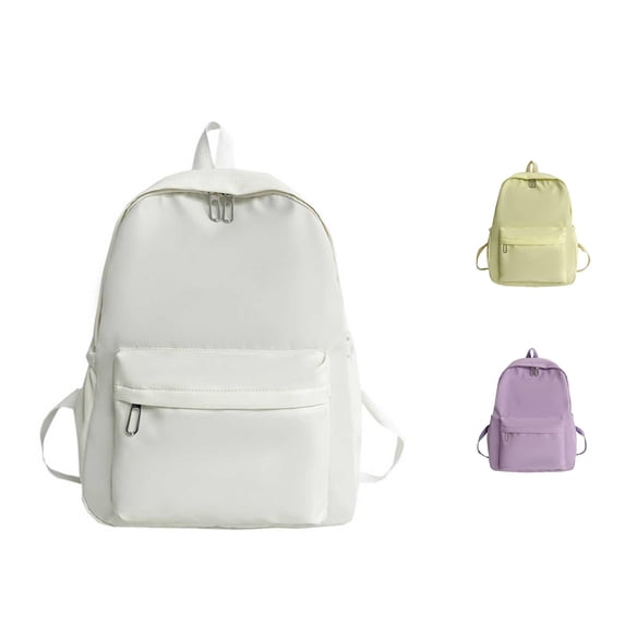 HNMKIU Versatile Solid Backpack for Men Women Travel Large Capacity Student Schoolbag Daily Commute Business ,White
