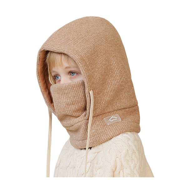 HNMKIU Warm -Lined Children's Winter Hats for Boys and Girls with Neck Warmer and Ear Protection kids scarf Style Comfortable for Cold Weather Z02_Coffee,4-10 Years