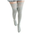 thumbnail image 1 of HNMKIU Knit Thigh High Over Knee Warm Stockings for Women and Girls Long Keep Ladies Socks Grey,One Size, 1 of 2