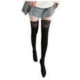 thumbnail image 1 of HNMKIU Knit Thigh High Over Knee Warm Stockings for Women and Girls Long Keep Ladies Socks Black,One Size, 1 of 3