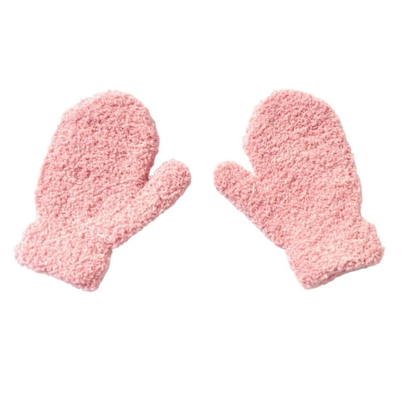 HNMKIU Warm Knitted Baby Mittens For Winter Cold Lined Thickened Toddler Handwear For 1 3 Years Old Light Pink,1-3 Years
