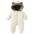 thumbnail image 1 of HNMKIU Warm Lined Boys Winter Romper Jumpsuit With Ears Thickened Padded Snowsuit For Toddler Outfit White,90, 1 of 9