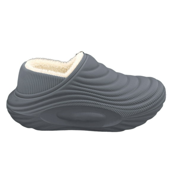 HNMKIU Warm Lined Mens Slippers with Memory Foam Comfort Arch Support Soft-Sole Indoor Outdoor Winter Shoes 01_Grey,11