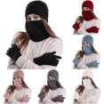 thumbnail image 1 of HNMKIU Warm Winter Knitted Wool Plus Velvet Padded Hats And Scarves Black - One Size, 1 of 5