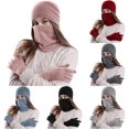 thumbnail image 1 of HNMKIU Warm Winter Knitted Wool Plus Velvet Padded Hats And Scarves RD2 - One Size, 1 of 2