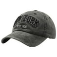 thumbnail image 1 of HNMKIU Washed Denim Embroidered Letter Baseball Cap Unisex York Style Casual Dad Hat For Everyday Wear Black,One Size, 1 of 6