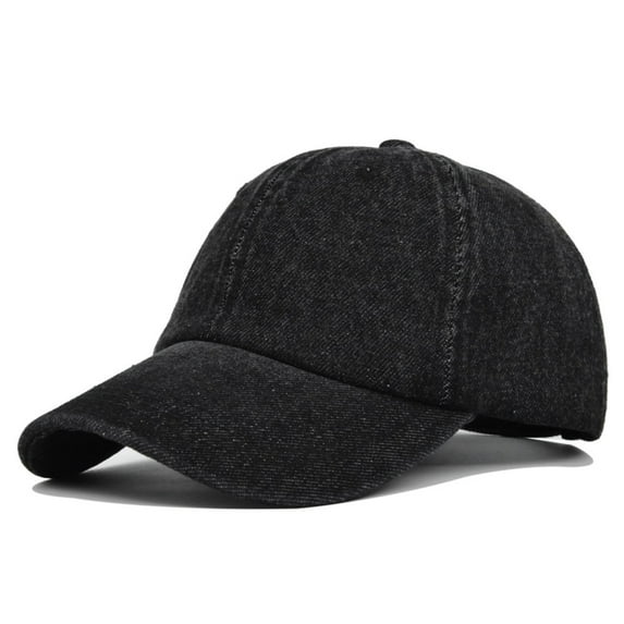 HNMKIU Washed Denim Peaked Cap for Men and Women Retro Baseball Hat Black,One Size