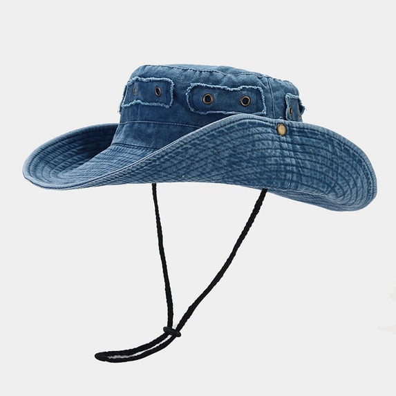 HNMKIU Washed Unisex Sun Hat with Brass Buckle for Outdoor Hiking Camping and Jungle Fishing Adventures Blue,One Size