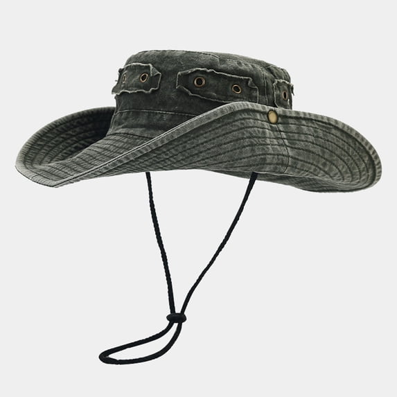 HNMKIU Washed Unisex Sun Hat with Brass Buckle for Outdoor Hiking Camping and Jungle Fishing Adventures Green,One Size