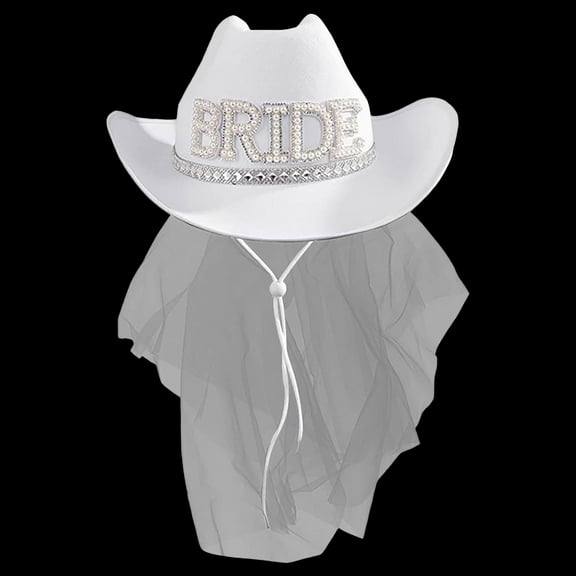 HNMKIU Western Cowboy Hat For Women And Girls Elegant Bride Wedding Party Birthday Celebration Accessory WH2,One Size