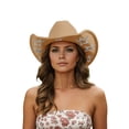 thumbnail image 1 of HNMKIU Western Cowboy Hat for Men and Women with 8 Glittering Rhinestone Stars Full Rhinestone Decorations Durable and Fashionable Party Hat Mens Hats Khaki,One Size, 1 of 6
