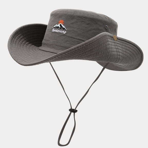 HNMKIU Western Cowboy Style Bucket Hat for Outdoor Camping Hiking Fishing Sun Men Women Summer Spring Grey,One Size