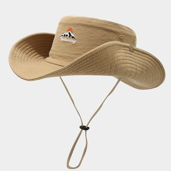 HNMKIU Western Cowboy Style Bucket Hat for Outdoor Camping Hiking Fishing Sun Men Women Summer Spring Khaki,One Size
