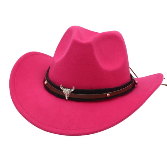 HNMKIU Western Cowboy Style Hat - Jazz Bowler with Cow Head Decoration Ethnic Design for Distinctive Fashion,RD3
