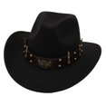 thumbnail image 1 of HNMKIU Western Cowboy Style Jazz Bowler Hat with Unique Decoration for Ethnic Style and Fashion Cowboy Hat 03_Black,One Size, 1 of 3