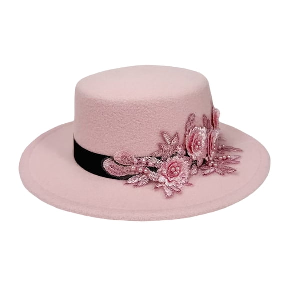 HNMKIU Western Floral Cowboy Hat for Elegant Stage Performance and Party Events Pink,One Size