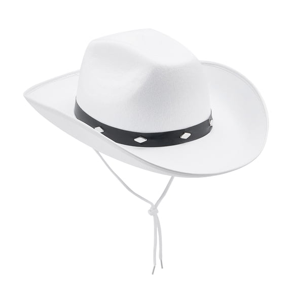 HNMKIU Western Style Studded Cowboy Hat Featuring Adjustable Strap And Curved Brim For Fashionable Outdoor Festival And Casual Wear White,One Size