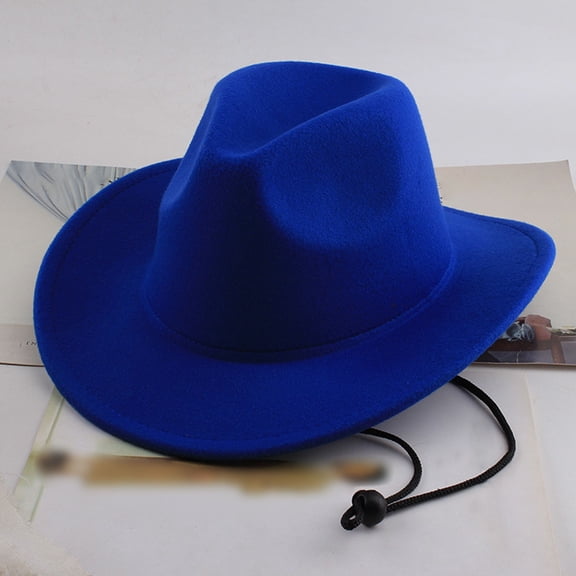 HNMKIU Western Wool Cowboy Hat Mid Brim Design for Outdoor Casual Wear and Performance Dark Blue,One Size