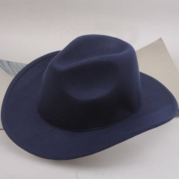 HNMKIU Western Wool Cowboy Hat Mid Brim Design for Outdoor Casual Wear and Performance Navy,One Size