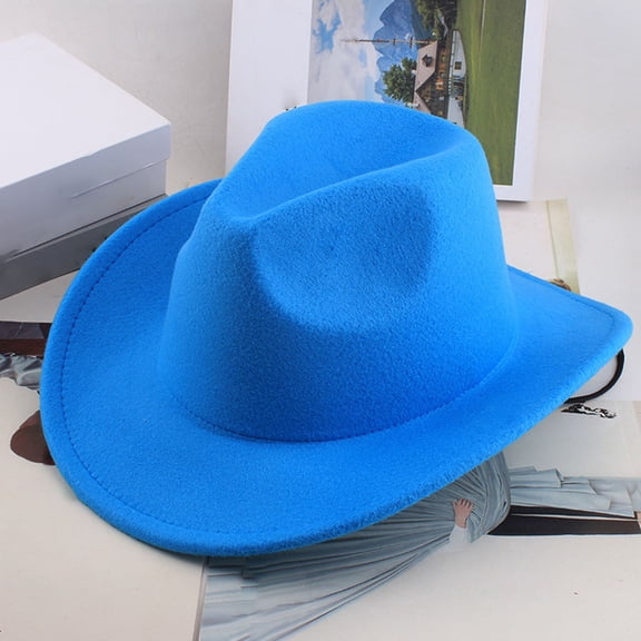 HNMKIU Western Wool Cowboy Hat Mid Brim Design for Outdoor Casual Wear and Performance Sky Blue,One Size