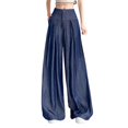 thumbnail image 1 of HNMKIU Wide Leg Pants for Women High Waist Draping Loose Lightweight Flowy Palazzo Style Soft Denim Jeans Trousers for Women Blue,L, 1 of 5