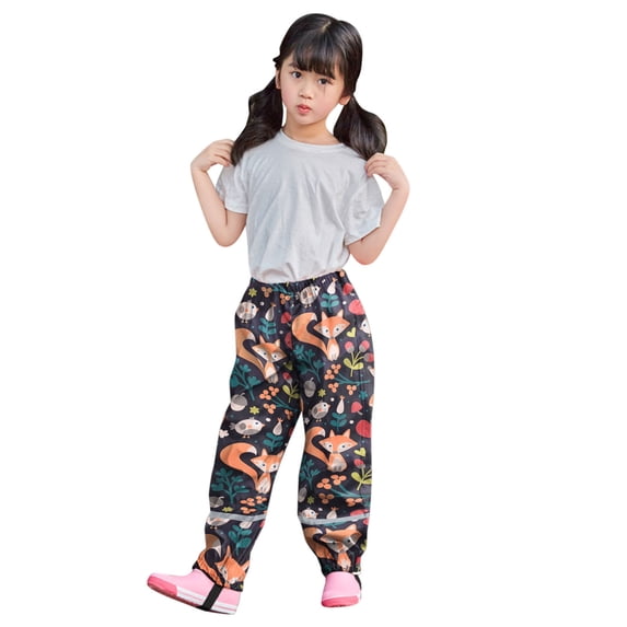 HNMKIU Windproof and Breathable Dungaree Trousers for Girls Outdoor Play and Rainy Day Adventures Black,4-5 Years