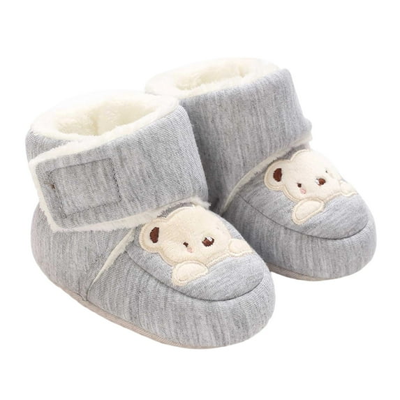 HNMKIU Winter Baby Shoes for 0-1 Year Boys and Girls Soft Sole Toddler Boots Thickened Warm for Cold Weather Z02_Grey,12