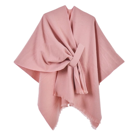 HNMKIU Winter Comfort Wrap for Casual Home - Soft Open Front Poncho Cape with Cozy Texture for All-Season Wear Pink,A