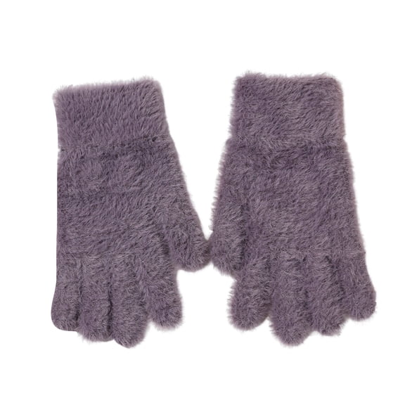 HNMKIU Winter Cycling Gloves For Couples Windproof Wool Blend Thermal Insulated Cold Weather Handwear For Outdoor Sports Purple,One Size