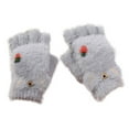 thumbnail image 1 of HNMKIU Winter Half Finger Flip Gloves for Students Children Autumn Thickened Warm Mittens Grey,7-18 Years, 1 of 3