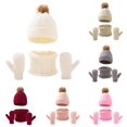 thumbnail image 1 of HNMKIU Winter Kids Hat Scarf Set Knit Lined Neck Warmer Mittens For Toddler Boys Girls White - One Size, 1 of 5