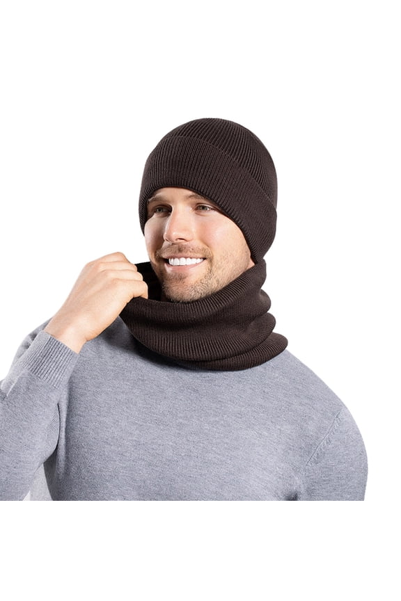 Winter Knit Hat and Scarf Set for Couples Warm Matching Accessories for Men and Women Coffee,One Size