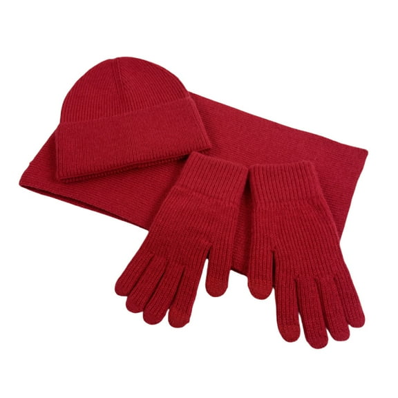 HNMKIU Winter Knit Scarf Hat and Gloves Set Unisex Soft Yarn Ensemble for Cold Weather Cozy Comfort RD1,One Size