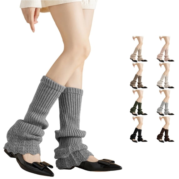 HNMKIU Winter Knitted Bohemian Boot Ankle Socks For Ladies Cozy Thermal Sleeves Fashionable Layering Leg Warmers Grey - One Size