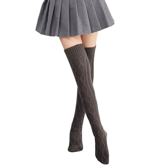 HNMKIU Winter Knitted Over The Knee Socks Extra Thick Warm Fold Down Long Sock for Yoga Dance Casual Wear and Daily Cozy Outfits Cozy Socks for Yoga and Dance Dark Gray,One Size