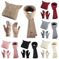 thumbnail image 1 of HNMKIU Winter Knitted Scarf And Warm Lined Thermal Earflap Hat With Soft Textured Khaki - One Size, 1 of 9