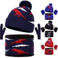 thumbnail image 1 of HNMKIU Winter Knitted Scarf Hat Set For Kids Thermal Neck Warmer Touchscreen Mittens Cold Weather Outdoor Navy - One Size, 1 of 7