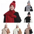 thumbnail image 1 of HNMKIU Winter Knitted Scarf Hat Set Thermal Lined Outdoor Riding Ear Cold Weather Cozy Windproof Unisex Red - One Size, 1 of 5