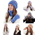 thumbnail image 1 of HNMKIU Winter Knitted Scarf Thermal Soft Lined Set Hat For Cold Weather Blue - One Size, 1 of 4