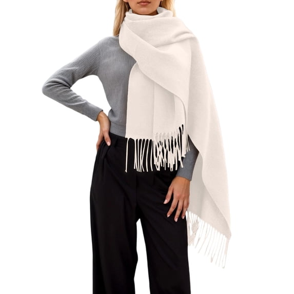 HNMKIU Winter Scarf for Women Soft Fluffy Thick Wrap Shawl Elegant Cozy Neck Warmer for Cold Weather Z01_WH2,One Size
