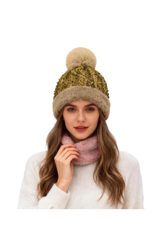 Winter Shielded Hat for Winter Weather with Ear Coverage - Versatile Casual Cap for All Seasons Lightweight Knit Winter Accessory Gold,One Size