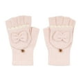 thumbnail image 1 of HNMKIU Winter Thermal Flip Cover Bow Knitted Touchscreen Fingerless Mittens Lined Gloves For Adults Cold Weather Light Pink,One Size, 1 of 2