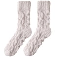 thumbnail image 1 of HNMKIU Winter Thermal Stockings for Men and Women Soft Cozy Long Socks Indoor Home Comfort Cold Weather Beige,One Size, 1 of 3