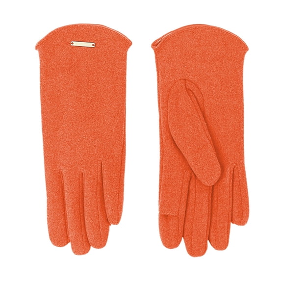 HNMKIU Winter Thermal Touchscreen Gloves Lined Windproof Riding Mittens Soft Warm Cycling Cold Weather Comfort Orange,One Size