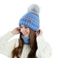 thumbnail image 1 of HNMKIU Winter Warm Knitted Hat and scarf for women Lined Thermal Soft Yarn Neck Warmer for Cold Weather Two Piece Set with Ear Protection 03_Blue,One Size, 1 of 5