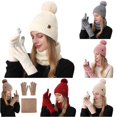 thumbnail image 1 of HNMKIU Winter Warm Knitted Scarf Hat Set Thermal Lined Outdoor Riding Ear Cold Weather White - One Size, 1 of 5