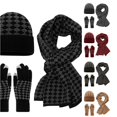 thumbnail image 1 of HNMKIU Winter Warm Lined Knitted Scarf Hat Set For Adults Cold Weather Outdoor Activities Black - One Size, 1 of 6