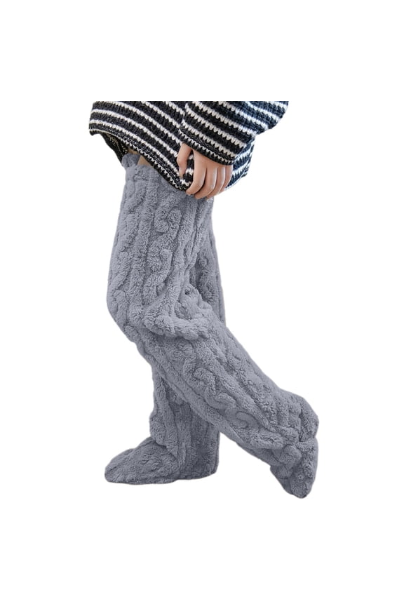 Winter Warm Socking Leg Cover Home Knee Socks Thick Pants Leg Warmers Fashion Soft Stretch Socking Cozy Socks for Lounging and Sleep 01_Light Gray,One Size